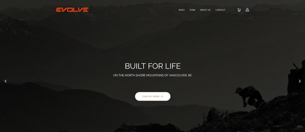 Screenshot Evolve Bikes Homepage